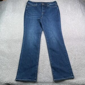 NYDJ Jean Womens 14 Tall Blue Marilyn Straight High Rise Stretch Denim